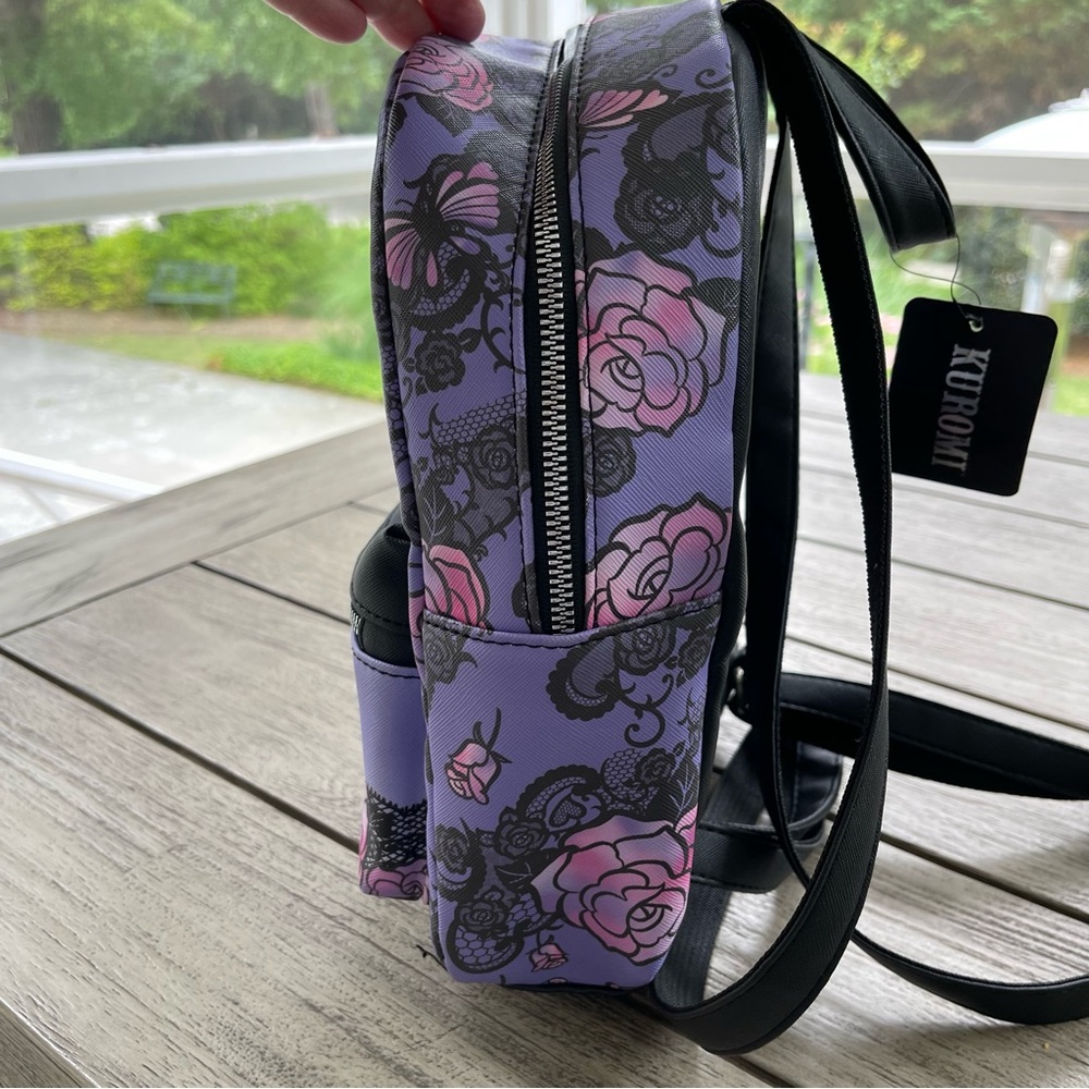 Sanrio Kuromi Purple and Pink Floral Mini Backpack - Picture 6 of 8